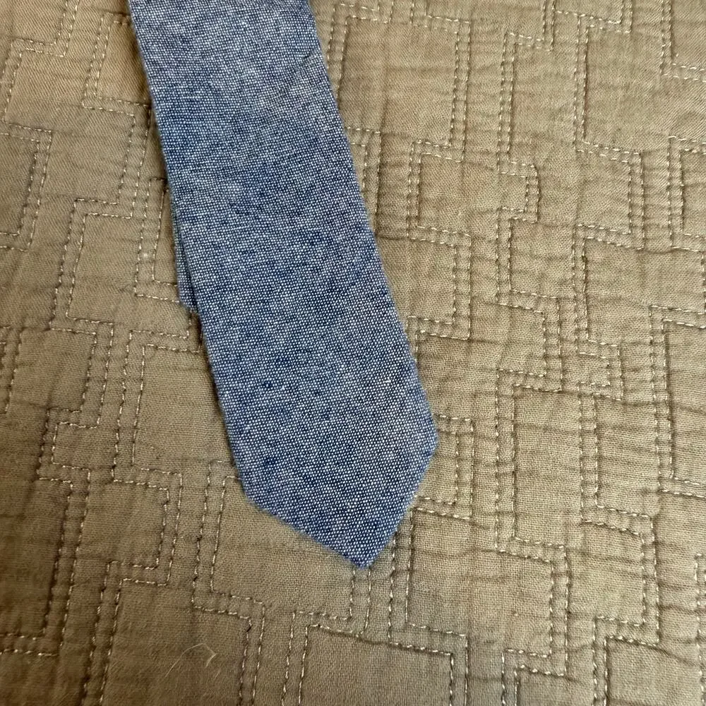 Toddler Boys Chambray Blue Neck Tie Clip On Tie Fancy Dressup Preppy Cute